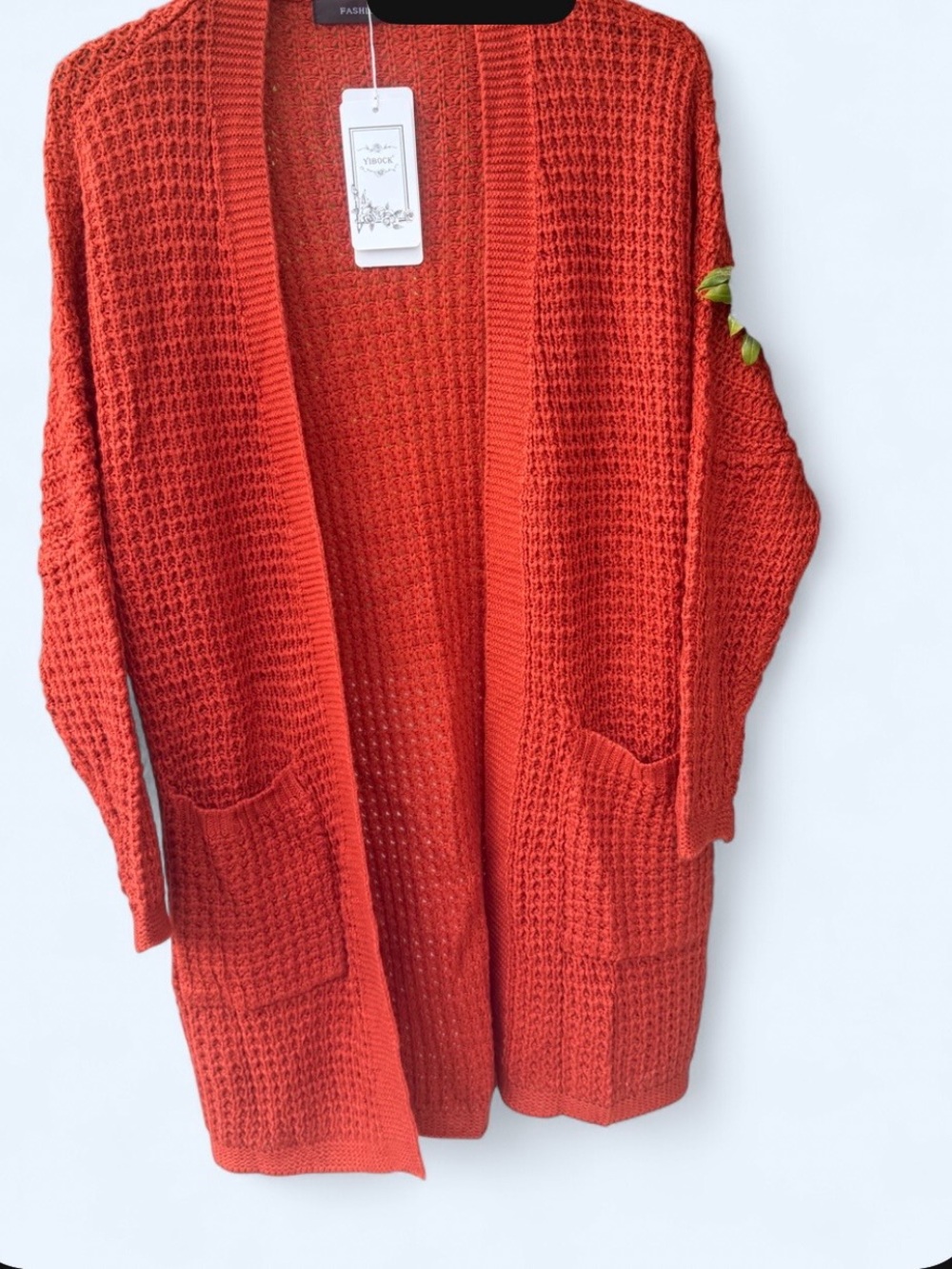 NWT Open-Front Chunky Knit Cardigan Sweater - Red